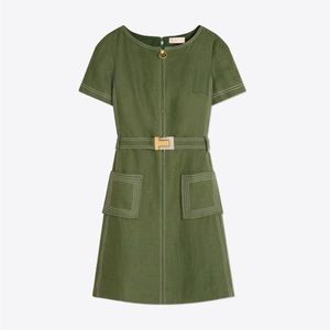 NWT Tory Burch Linen Shift Dress in Equestrian Green SIZE 10